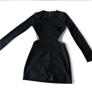 Lulu's Black Long Sleeve Dress with Cut-Outs